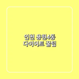 인천 용현4동 다이어트 꿀팁