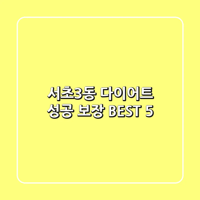 서초3동 다이어트 성공 보장 BEST 5