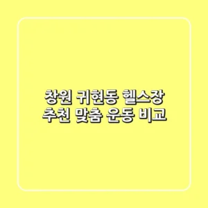 창원 귀현동 헬스장 추천: 맞춤 운동 비교