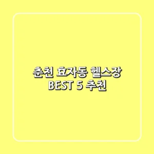 춘천 효자동 헬스장 BEST 5 추천