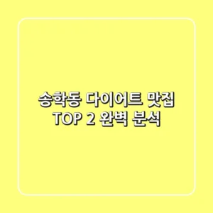 송학동 다이어트 맛집 TOP 2 완벽 분석