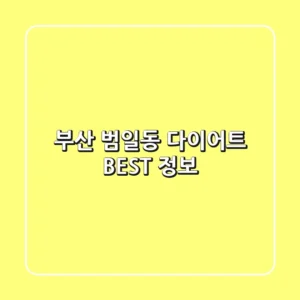 부산 범일동 다이어트 BEST 정보