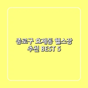 종로구 효제동 헬스장 추천 BEST 5