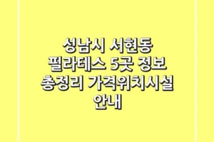 성남시 서현동 필라테스 5곳 정보 총정리 – 가격/위치/시설 안내