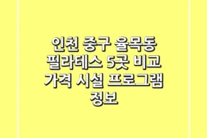 인천 중구 율목동 필라테스 5곳 비교 – 가격, 시설, 프로그램 정보