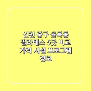 인천 중구 율목동 필라테스 5곳 비교 - 가격, 시설, 프로그램 정보