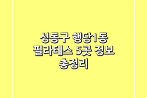 성동구 행당1동 필라테스 5곳 정보 총정리