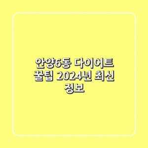 안양6동 다이어트 꿀팁! 2024년 최신 정보
