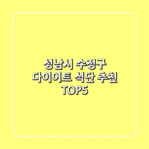 성남시 수정구 다이어트 식단 추천 TOP5