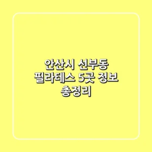 안산시 선부동 필라테스 5곳 정보 총정리