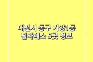 대전시 동구 가양1동 필라테스 5곳 정보