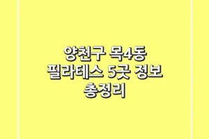 양천구 목4동 필라테스 5곳 정보 총정리