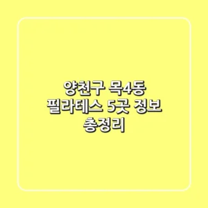 양천구 목4동 필라테스 5곳 정보 총정리