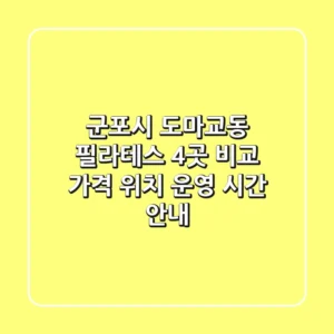 군포시 도마교동 필라테스 4곳 비교 - 가격, 위치, 운영 시간 안내