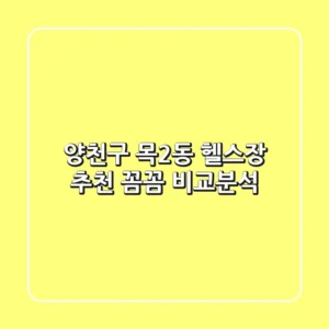 양천구 목2동 헬스장 추천: 꼼꼼 비교분석