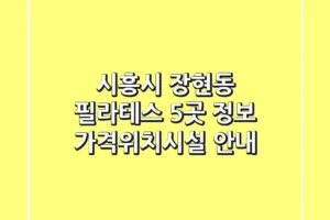 시흥시 장현동 필라테스 5곳 정보 – 가격/위치/시설 안내