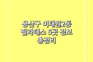 용산구 이태원2동 필라테스 5곳 정보 총정리