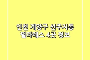 인천 계양구 선주지동 필라테스 4곳 정보