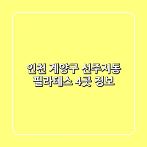 인천 계양구 선주지동 필라테스 4곳 정보