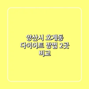양산시 호계동 다이어트 방법 2곳 비교