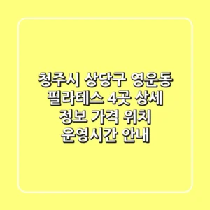 청주시 상당구 영운동 필라테스 4곳 상세 정보 - 가격, 위치, 운영시간 안내