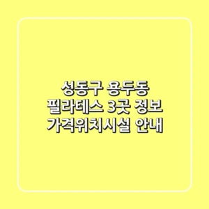 성동구 용두동 필라테스 3곳 정보 - 가격/위치/시설 안내