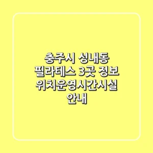 충주시 성내동 필라테스 3곳 정보 - 위치/운영시간/시설 안내