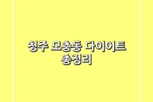 청주 모충동 다이어트 총정리