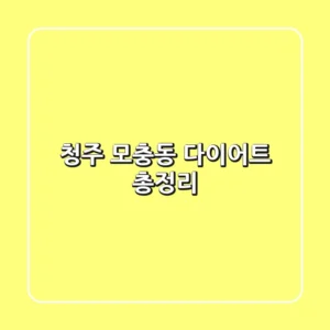 청주 모충동 다이어트 총정리