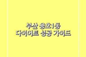 부산 용호1동 다이어트: 성공 가이드
