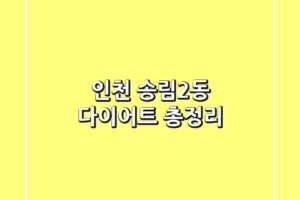 인천 송림2동 다이어트 총정리