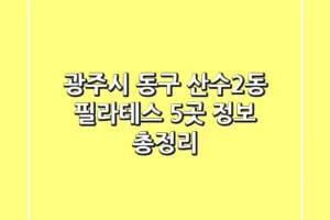 광주시 동구 산수2동 필라테스 5곳 정보 총정리