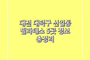 대전 대덕구 신일동 필라테스 5곳 정보 총정리