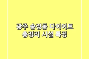 광주 송정동 다이어트 총정리: 시설 & 특징
