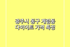 광주시 동구 계림동 다이어트: 가격 & 특징