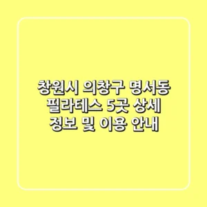 창원시 의창구 명서동 필라테스: 5곳 상세 정보 및 이용 안내