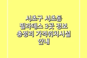 서초구 서초동 필라테스 3곳 정보 총정리 – 가격/위치/시설 안내