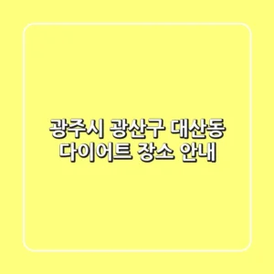 광주시 광산구 대산동 다이어트 장소 안내