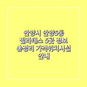 안양시 안양5동 필라테스 5곳 정보 총정리 - 가격/위치/시설 안내