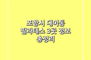 포항시 대이동 필라테스 3곳 정보 총정리