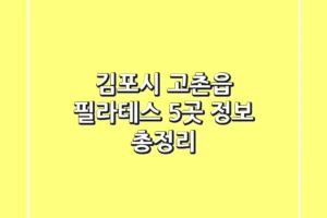 김포시 고촌읍 필라테스 5곳 정보 총정리