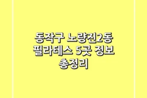 동작구 노량진2동 필라테스 5곳 정보 총정리