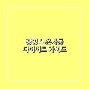 광명 노온사동 다이어트 가이드