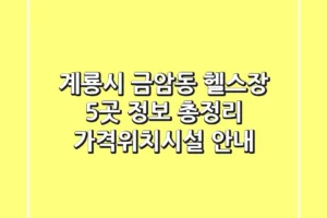 계룡시 금암동 헬스장 5곳 정보 총정리 – 가격/위치/시설 안내