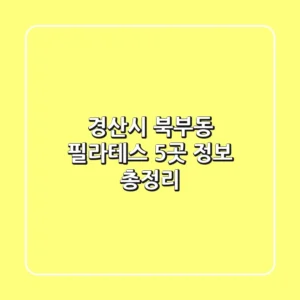 경산시 북부동 필라테스 5곳 정보 총정리