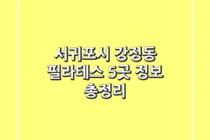 서귀포시 강정동 필라테스 5곳 정보 총정리