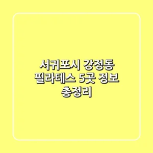 서귀포시 강정동 필라테스 5곳 정보 총정리