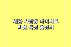 세종 가람동 다이어트: 비용 특징 총정리