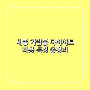 세종 가람동 다이어트: 비용 특징 총정리