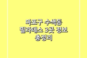마포구 수색동 필라테스 3곳 정보 총정리